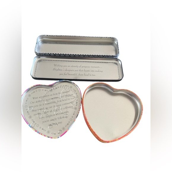Retro Brighton Heart Shaped Jewelry Trinket Tin Box and long Black Jewelry Box - Picture 7 of 12